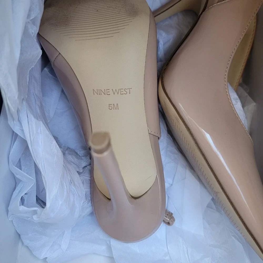 Nine West Feather 3 Sepia Slingback High Heels Brand New in Box Sz 5 $120!